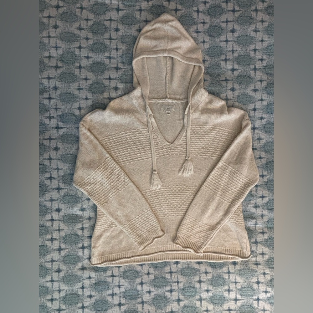 Lucky Brand Cream V-Neck Hooded Sweater